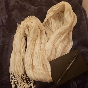 Creme White and Silver Scarf